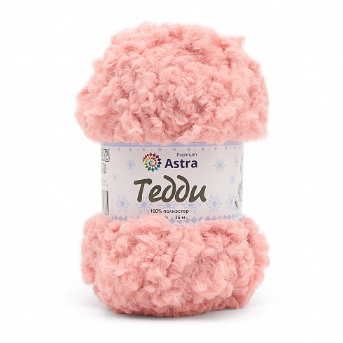 Пряжа Astra Premium 'Тедди Букле' 150гр 35м (100% полиэстер) 06 розовый Астра Премиум