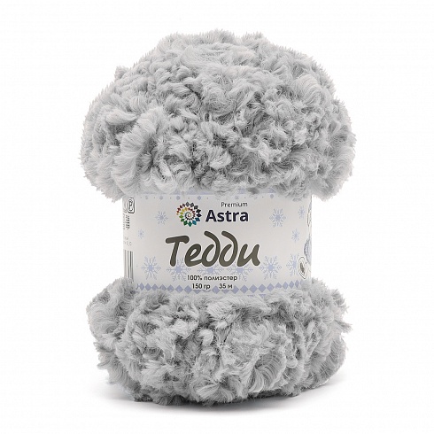 Пряжа Astra Premium 'Тедди Букле' 150гр 35м (100% полиэстер) 01 серый Астра Премиум