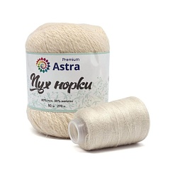 Пряжа "Пух норки" - 80% пух, 20% нейлон, нить 20гр в комплекте - 50гр. / 290м (+/- 5%) молочный Астра Премиум