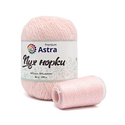 Пряжа "Пух норки" - 80% пух, 20% нейлон, нить 20гр в комплекте - 50гр. / 290м (+/- 5%) пудровый Астра Премиум