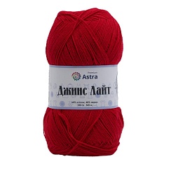 Пряжа Astra Premium 'Джинс Лайт' (Jeans Light) 100гр. 545м (60% хлопок, 40% акрил) 15 красный Астра Премиум