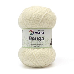 Пряжа "Панда" (Panda) - 75% шерсть, 25% бамбук - 100гр. / 240м белый Астра Премиум