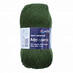 Пряжа "Афродита" - 50% шерсть, 50% акрил - 100гр. / 250м зеленый Астра Премиум